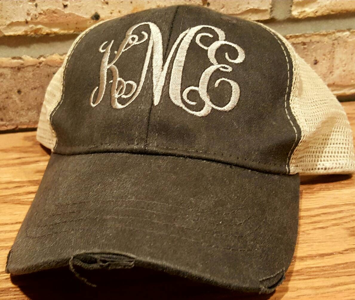 Monogrammed Distressed Trucker Hat