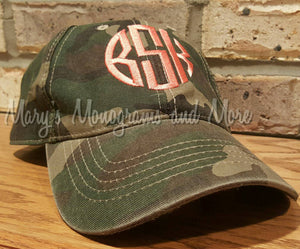 Monogrammed Camo Baseball Hat, Embroidered, Personalized,  Camouflage, Monogram, Ball Cap, Army Camo Hats With Mono, Military, Country