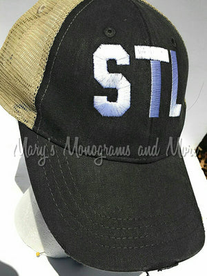 Any City Airport Code Distressed Trucker Hat