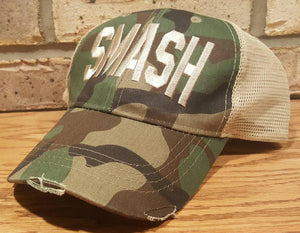 Free Shipping - SMASH Hat - Distressed Trucker Smash Ollie Cap - SMASH Trucker Cap Collection