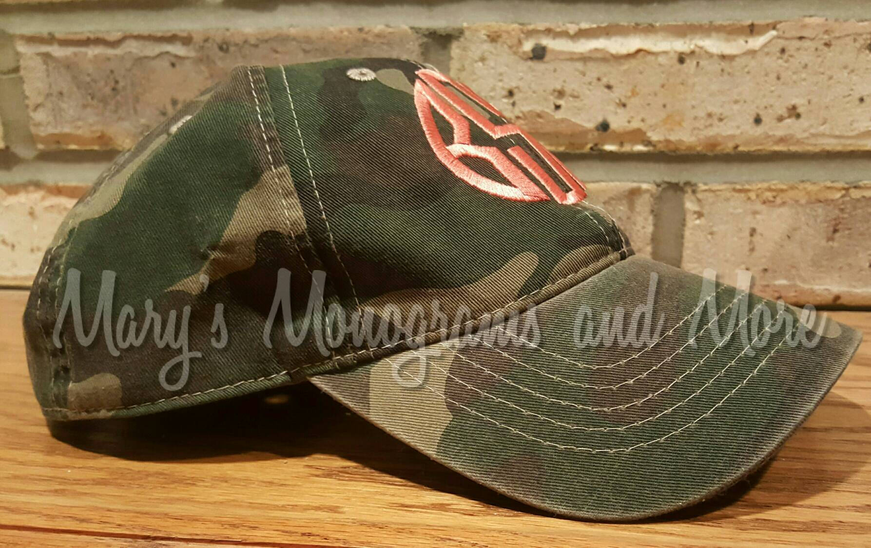 Monogrammed Camo Baseball Hat, Embroidered, Personalized,  Camouflage, Monogram, Ball Cap, Army Camo Hats With Mono, Military, Country