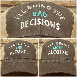 Free Shipping, I'll bring the alcohol, bad decisions, bail money, girls trip, night out, bff, bachelorette custom trucker party drinking hat