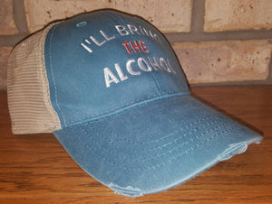 Set of 2, I'll bring the alcohol, bad decisions trucker hat set, custom girls trip, bff, night out, party drinking hat set