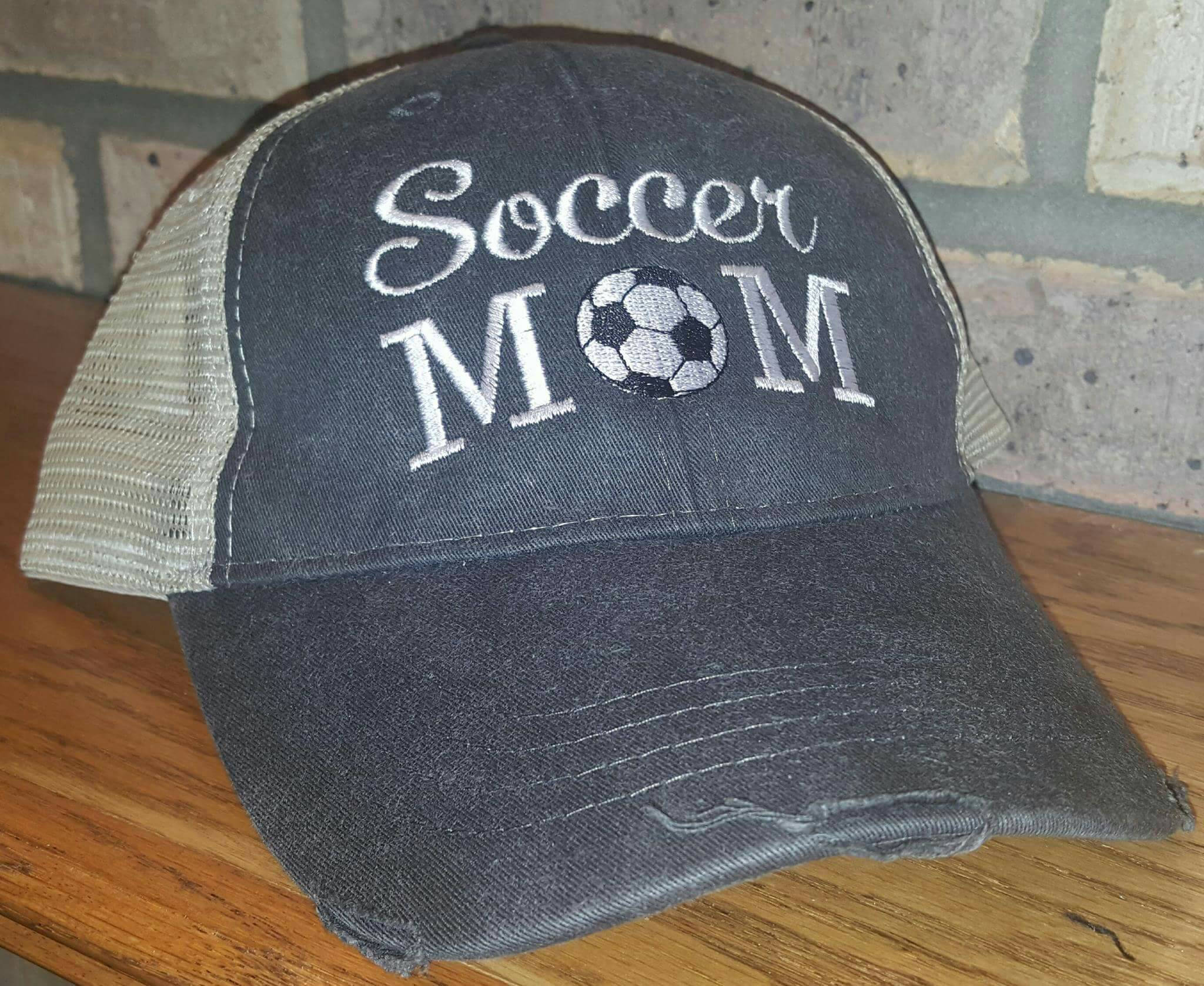 Soccer MOM Distressed Trucker Hat - Sports Mom Hats - Baseball Mom - Hockey Mom- Softball Mom - Basketball Mom - Football Mom