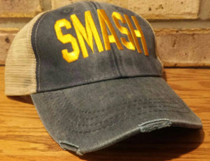 Free Shipping - SMASH Hat - Distressed Trucker Smash Ollie Cap - SMASH Trucker Cap Collection