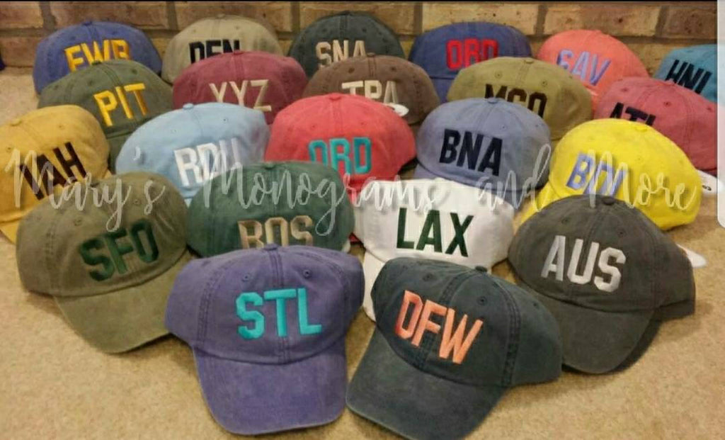 YOUTH Any City Airport Code Hat - You Pick The City Aviator Cap - Children's, kids, gift Airport Code Baseball Hat