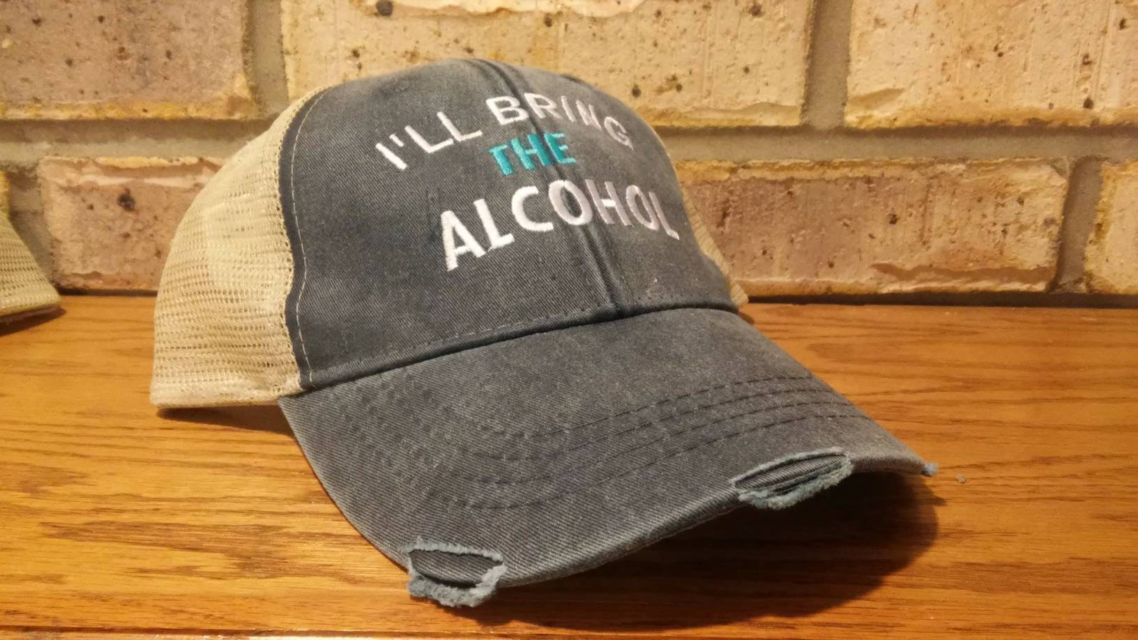 Free Shipping, Set of 2, I'll bring the alcohol, bad decisions trucker hat set, custom girls trip, bff, night out, party drinking hat set