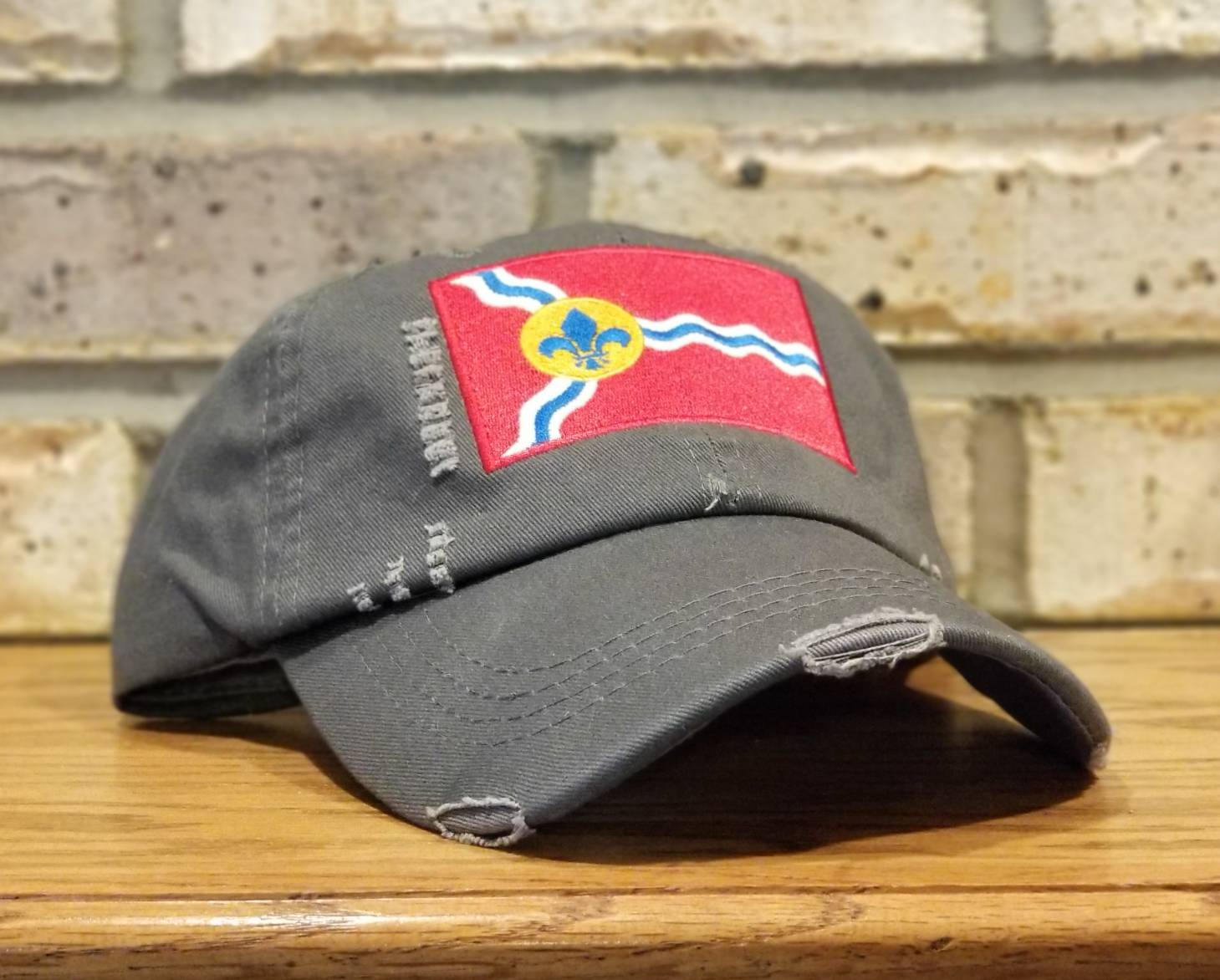 St. Louis Flag Hat - STL hat, Saint Louis City Flag, St Louis Missouri Baseball Cap, fleur-de-lis, Missouri and Mississippi