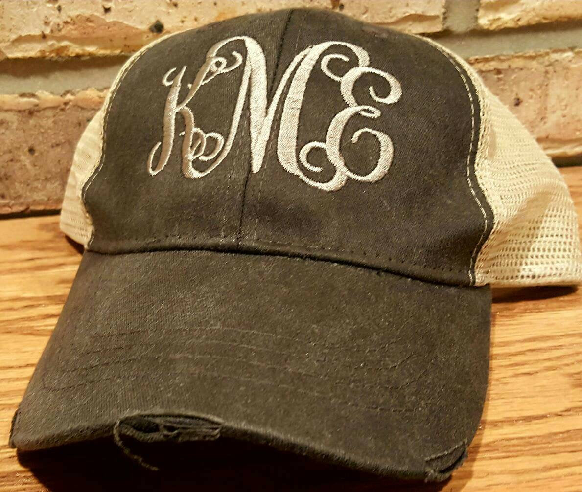 Embroidery Monogrammed Trucker Hat - Personalized Mesh Back Ollie Cap - Embroidered Adams Trucker Hat