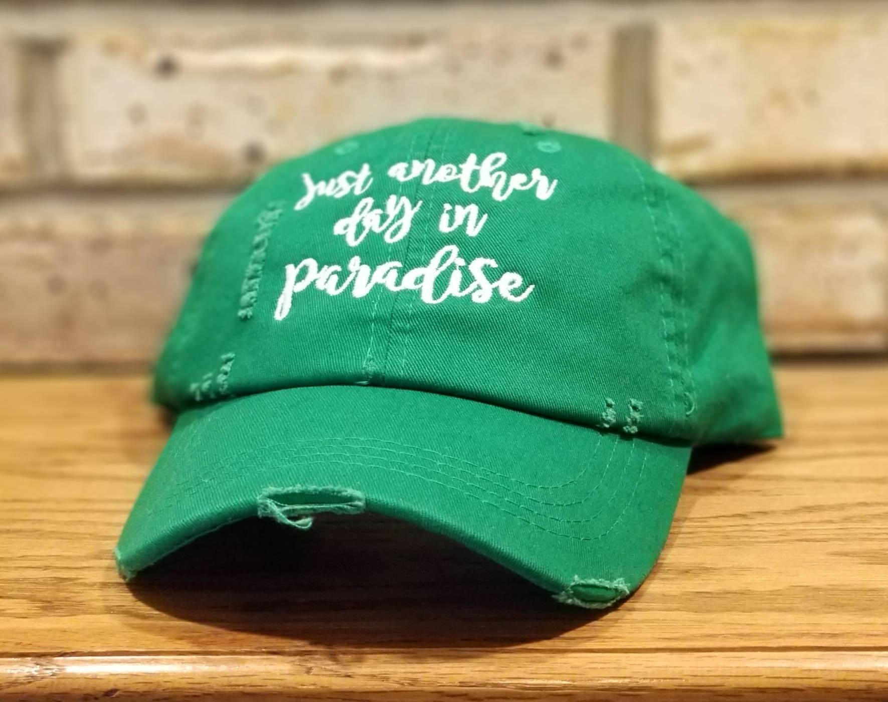 Just Another Day In Paradise Hat - Distressed Baseball Hat, Trucker Hat, Another Day In Paradise Cap, Can be Personalized or Monogrammed