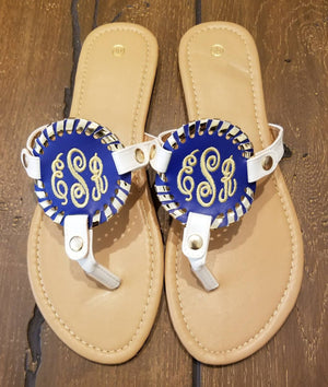 Monogrammed Disc Medallions (Discs Only)  Embroidered Discs, Interchangeable Discs, Lily, Solid, and Baseball Discs - Sandals Not Included