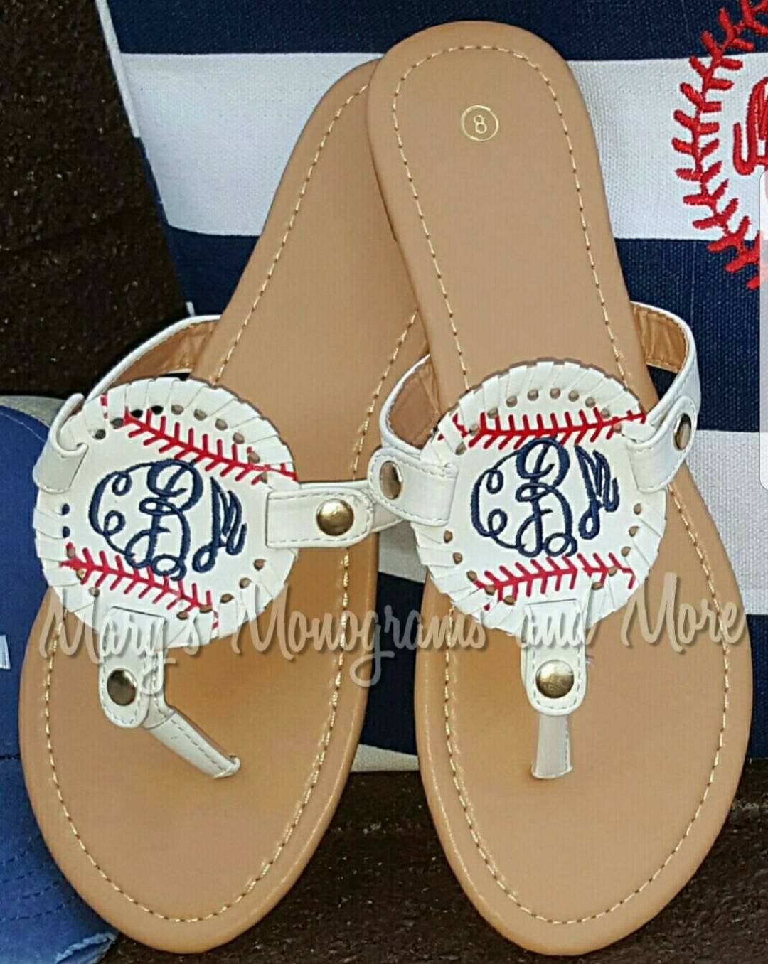 Monogrammed Disc Medallions (Discs Only)  Embroidered Discs, Interchangeable Discs, Lily, Solid, and Baseball Discs - Sandals Not Included