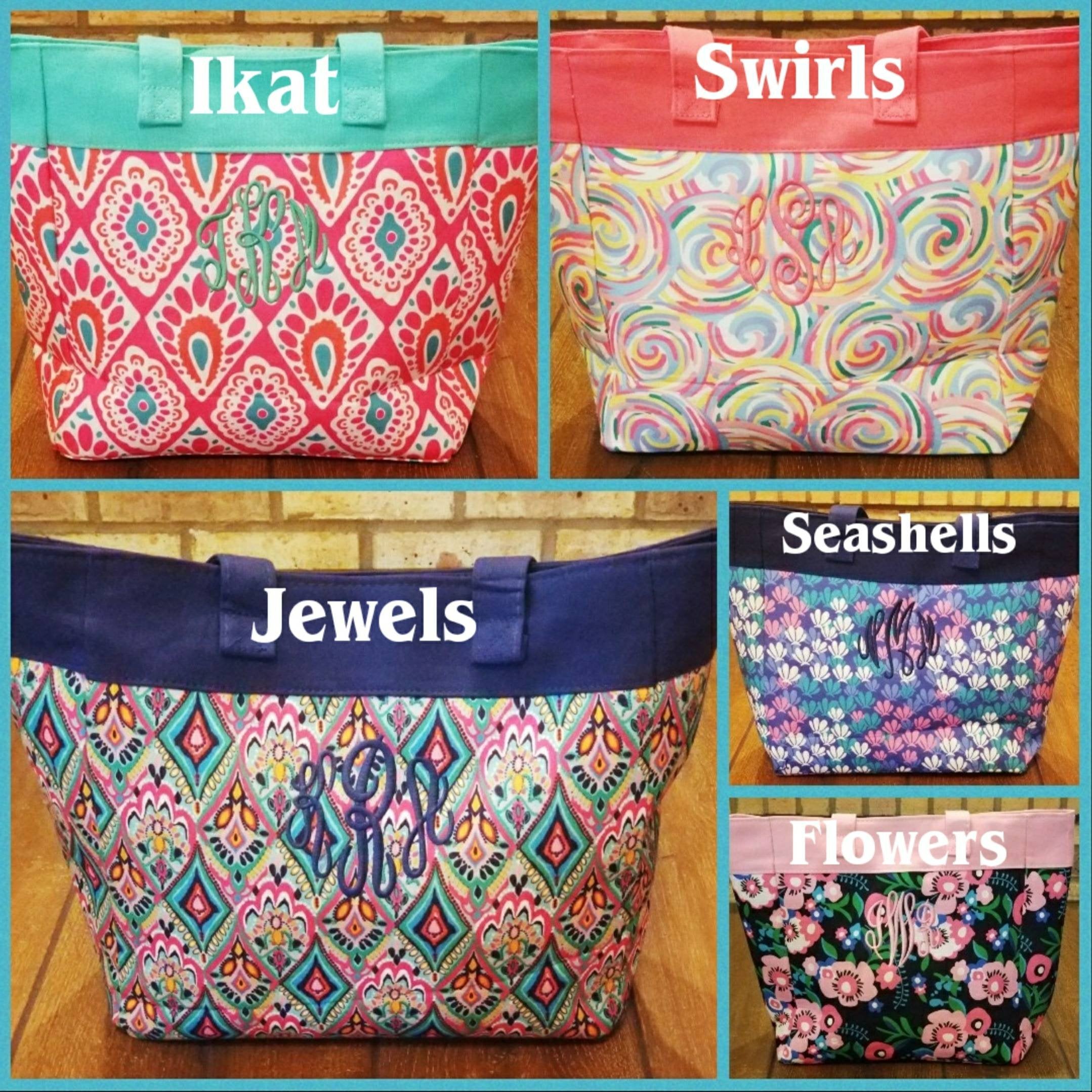 Monogrammed Beach Tote Bags- Embroidered Beachy Summer Vacation Totes, Personalized, Tropical, Swimming, Mothers Day, Purse, Pool, Carry Bag
