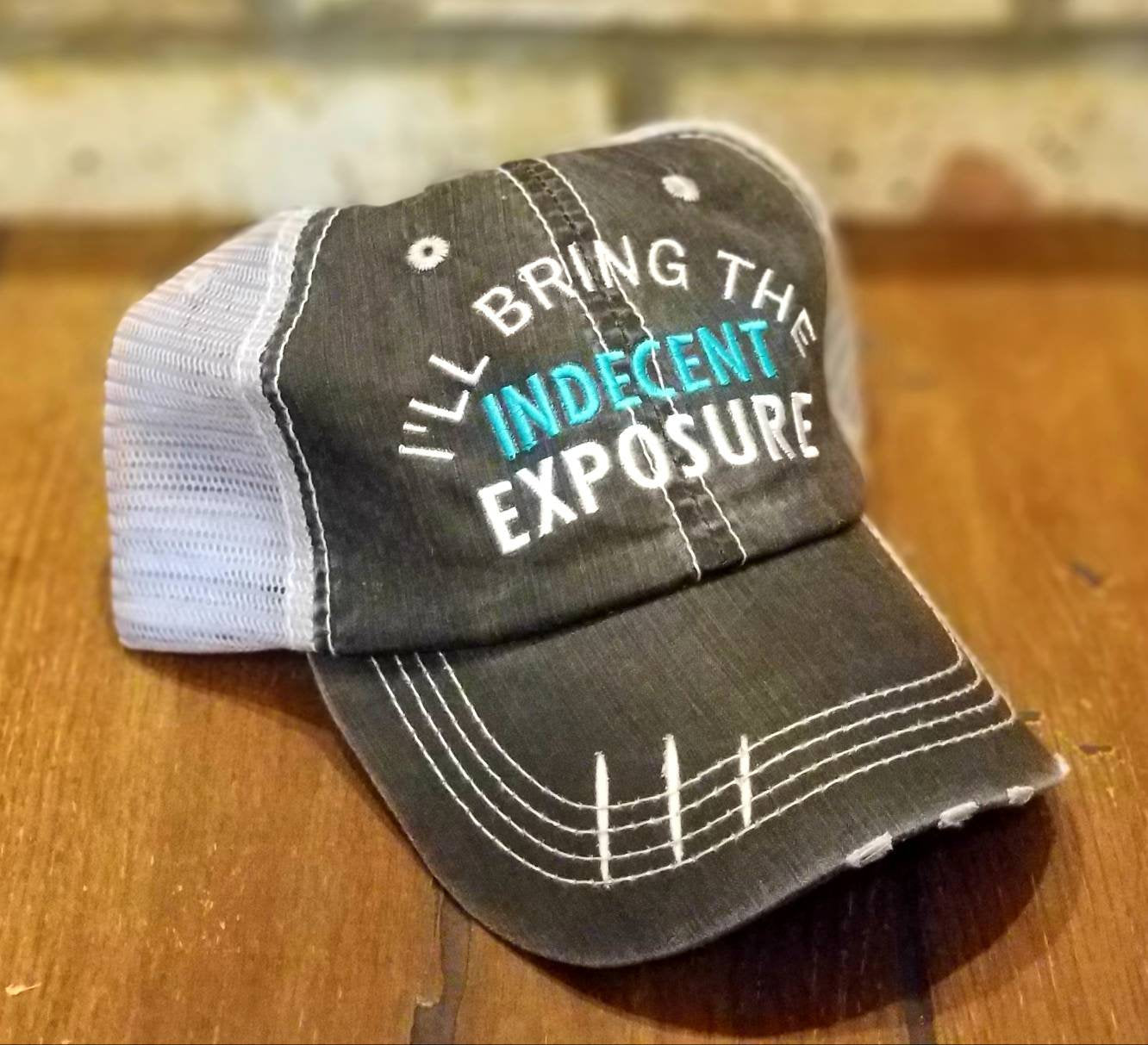 I'll Bring The...Black & Grey Distressed Trucker Hat