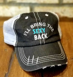 I'll Bring The...Black & Grey Distressed Trucker Hat