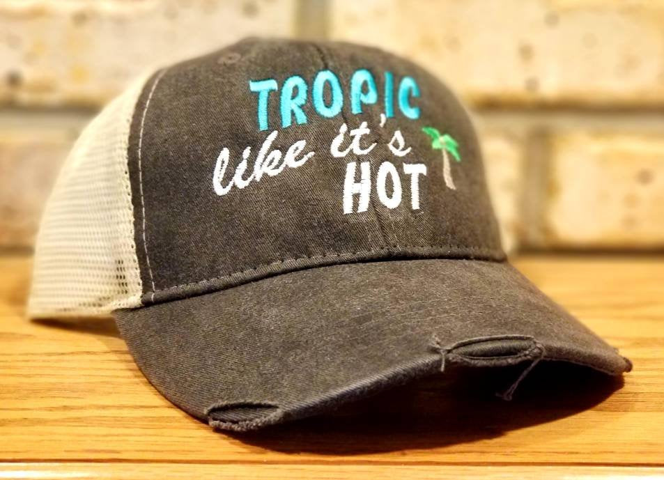 Tropic Like It's Hot Hat - I'll Bring The Alcohol and Bad Decisions Hats - Custom Party, Drinking, Beach, Vacation, Bachelorette, Girls Trip