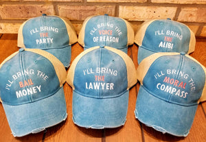 I'll bring the alcohol, bad decisions, bail money, girls trip, night out, bff, bachelorette custom trucker party drinking hat