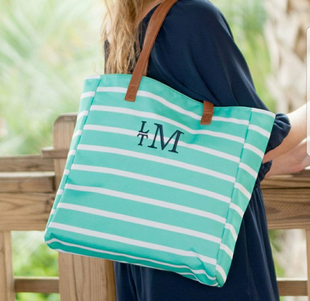Canvas Boat Tote Bag with Monogram {Hot Pink}