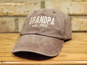 Grandpa Hat - Embroidered Established Grandpa or Dad Baseball Hat - Grandfather, Daddy, PaPa, Gramps, PawPaw, BaBa, Pop, Abuelo, Poppy Cap
