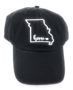 Missouri State Outline Embroidered Hat - Missouri Is Home Baseball Hat, Saint Louis, MO, STL, The Lou, Gateway City, St. Louis City Pride