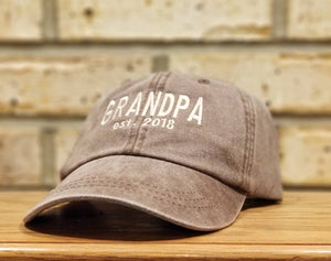 Grandpa Hat - Embroidered Established Grandpa or Dad Baseball Hat - Grandfather, Daddy, PaPa, Gramps, PawPaw, BaBa, Pop, Abuelo, Poppy Cap