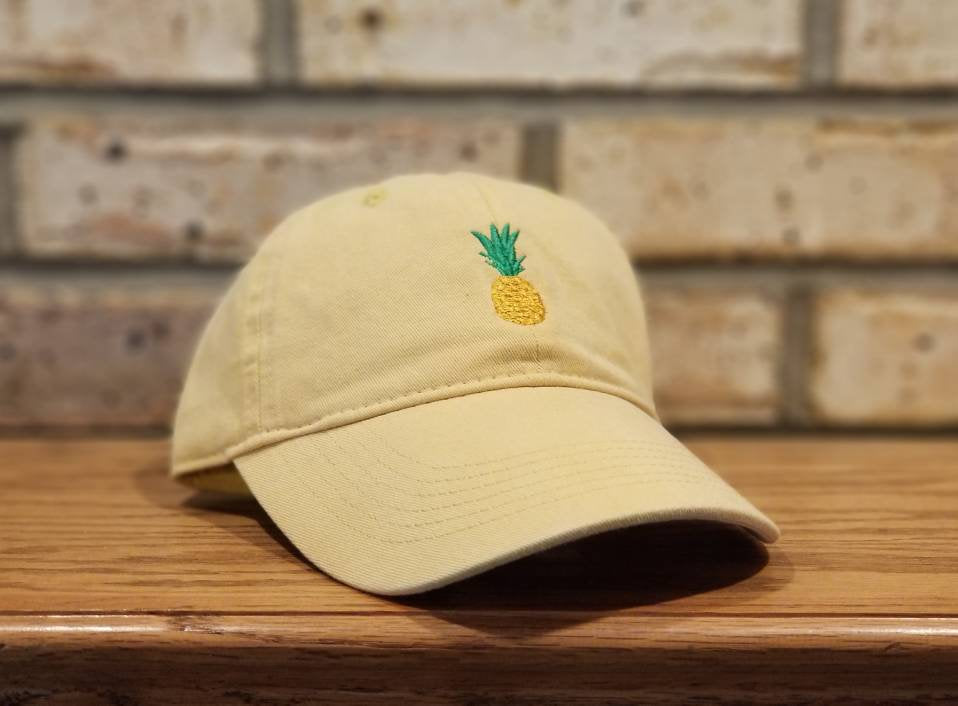 Pineapple Embroidered Baseball Hat, Custom Pineapple Fruit Dad Hat, Funny, Gift, Foodie, Summer Hats, Aloha, Vacation, Embroidery, Beach Cap