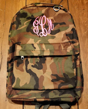 Monogrammed Camo Backpack, Embroidered Camouflage Bookbags, Personalized Book Bag, Monogram Back Pack, Back To School, Jungle Camo