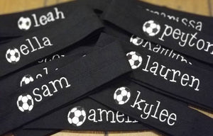 Embroidered Sport Headband - Personalized Girl's Soccer Ball Headband, Your Name, Monogrammed, All Sport Headbands, Soccer Team, Custom Gift