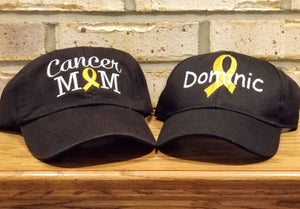 Cancer Awareness Ribbon Hat - Embroidered Mother Child Hats, Cancer Mom Cap, Neuroblastoma Warrior, Childhood Cancer Survivor Baseball Hats