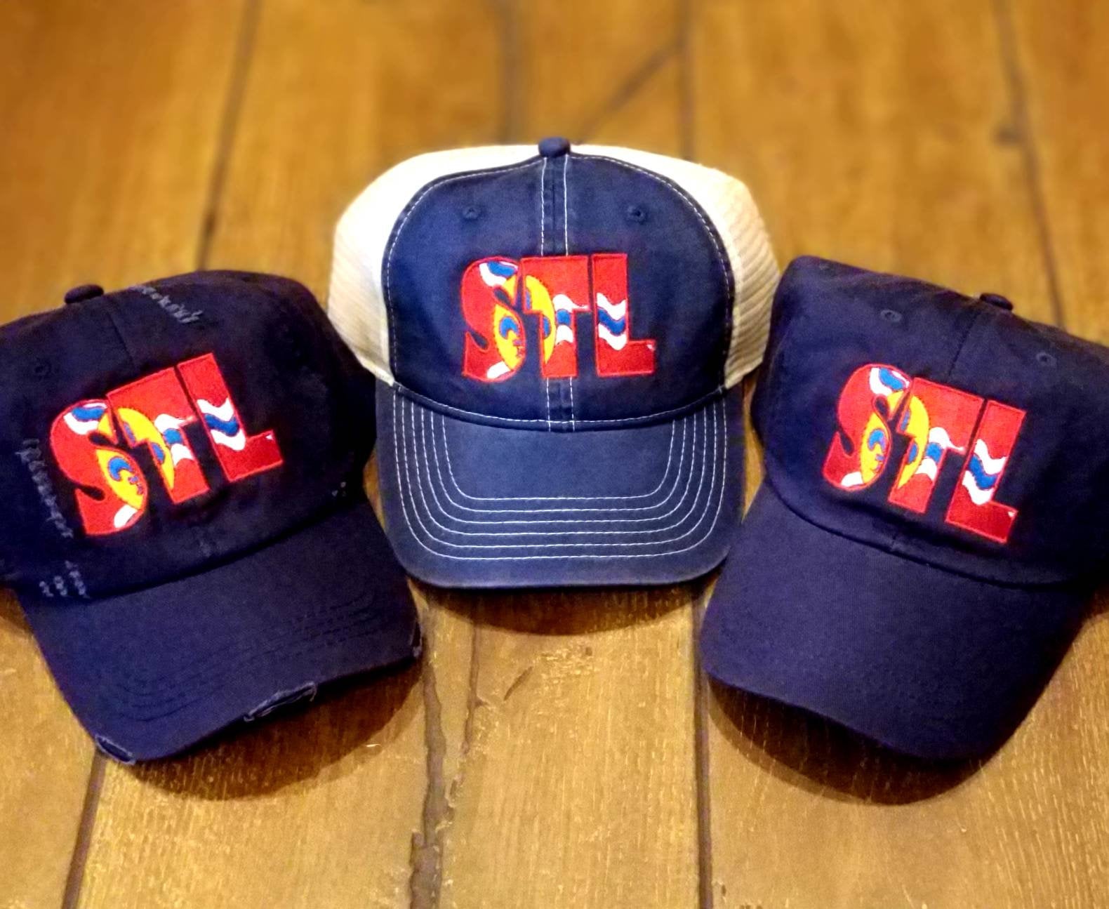 STL Hat - Embroidered St. Louis City Flag Airport Code Hat, Saint Louis, Gateway City, The LOU, Cardinals, Custom Baseball and Trucker Hats