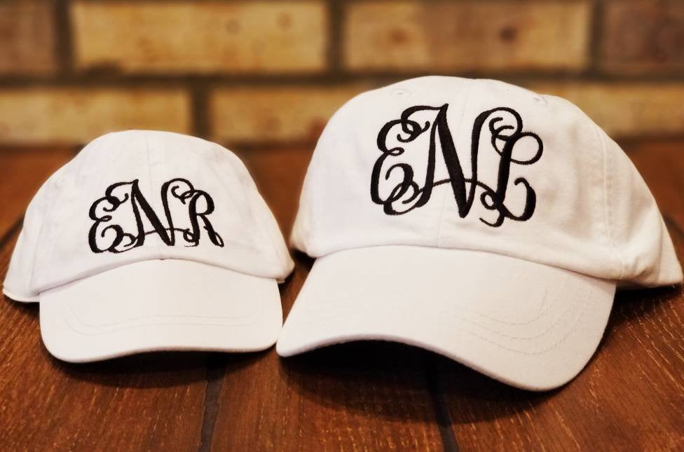 Mommy and Me Monogrammed Hats, Embroidered Matching Mother Daughter Hat Set, Personalized, Baseball Hats,