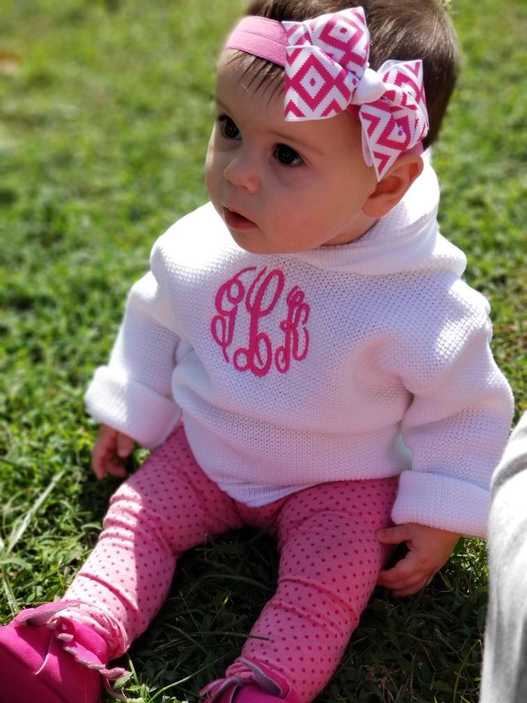 Embroidered Baby Sweater, Julius Berger Zip Up The Back Baby Hoodie, Handmade Knit, Zip Back, Cable Knit, Personalized, Baby Shower, Gift
