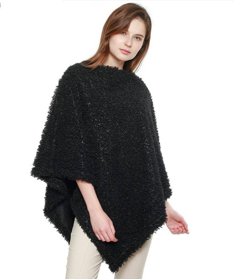 Monogrammed Boucle Poncho