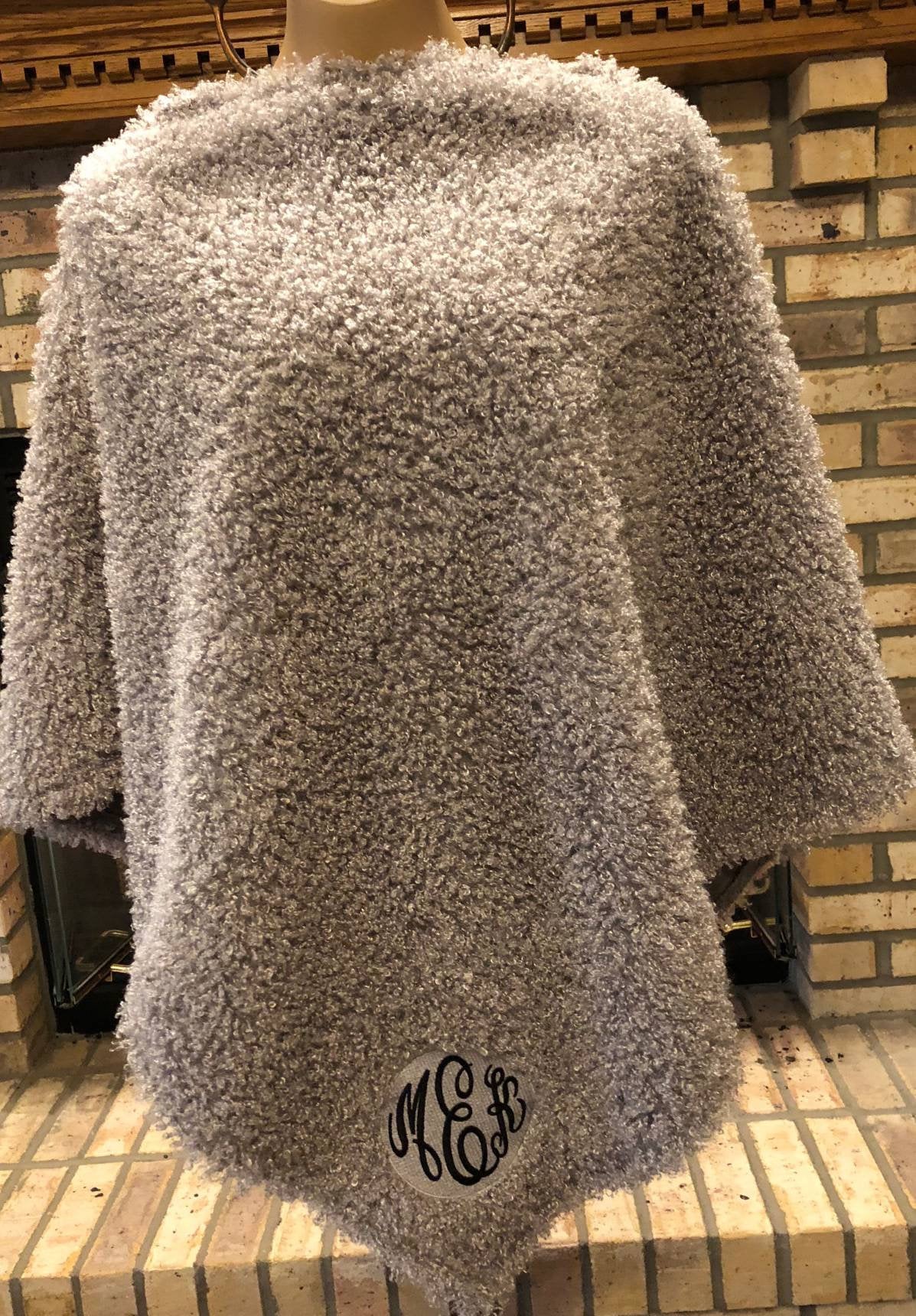 Monogrammed Boucle Poncho