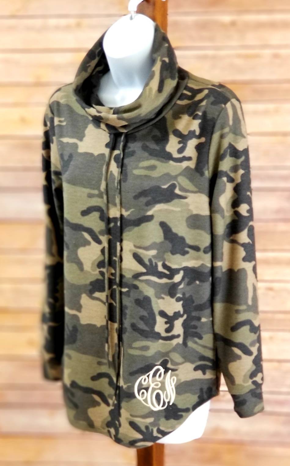 Monogrammed Camo 1/4 Zip Pullover - Embroidered Women's Camouflage