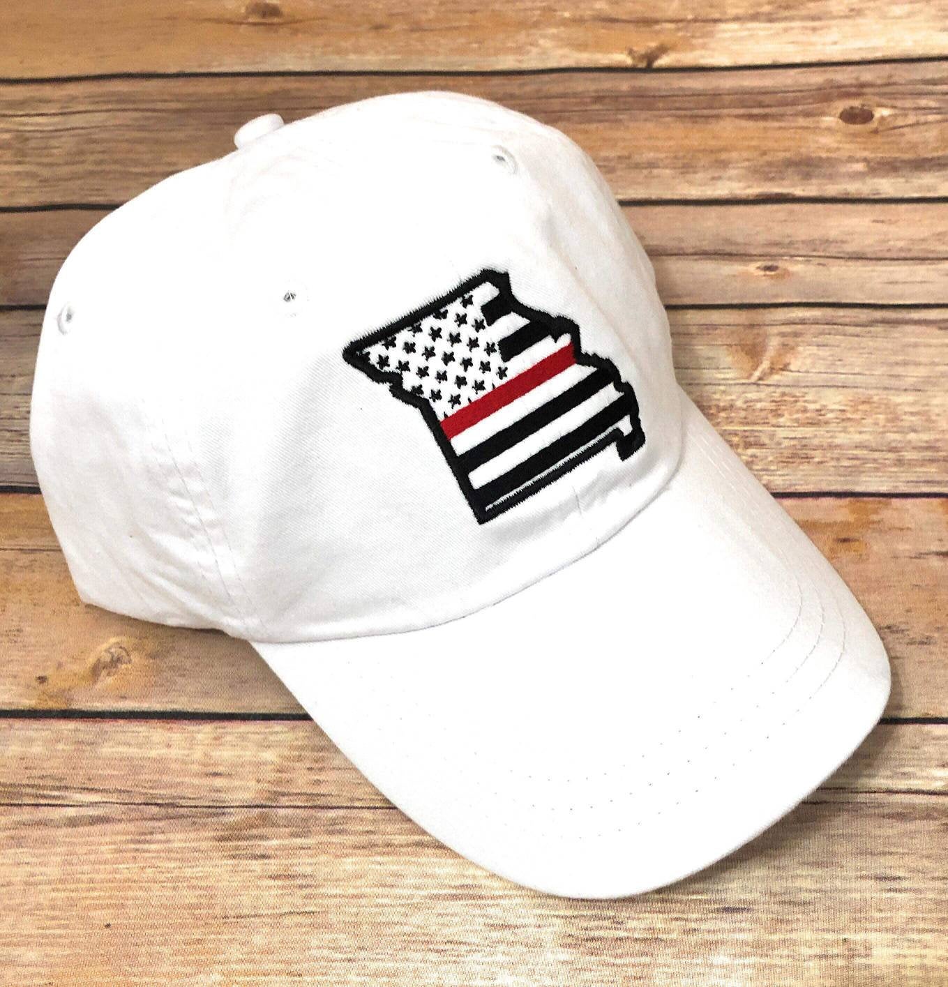 Thin Red Line or Thin Blue Line Missouri American Flag Hat, Law Enforcement Officer, Firefighter, Military, Support The Troops, Custom Hats